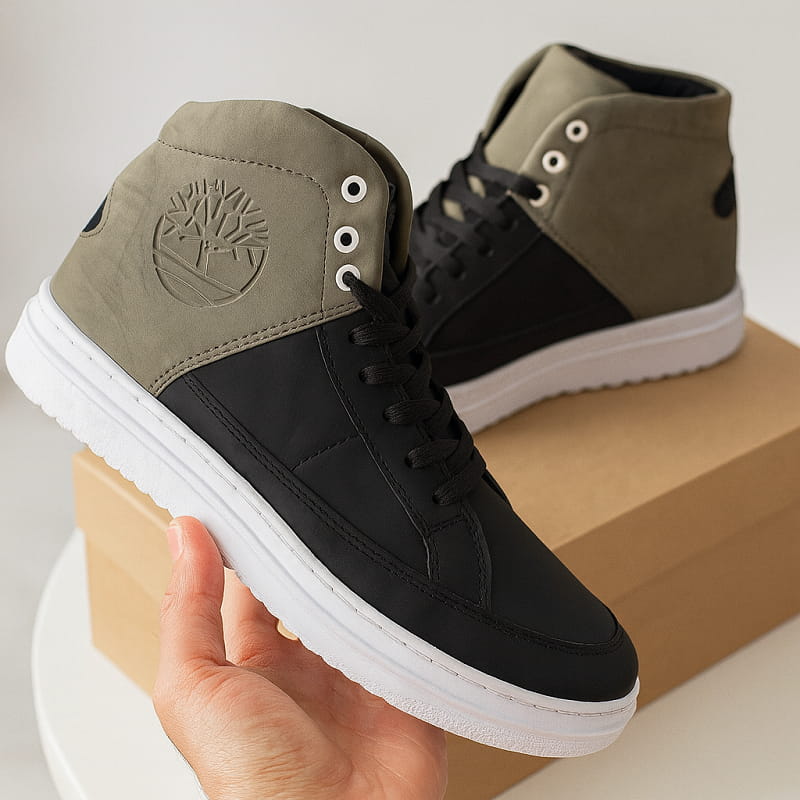 کفش ساقدار مردانه مشکی طوسی مدل R88